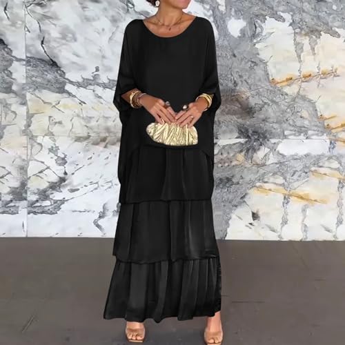Prayer Clothes for Muslim Women One-Piece Long Sleeve Islamic Prayer Dress O Neck Slim Fit Maxi Dress Dress - color: Black, size: Small