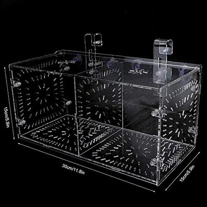 Fish Breeding Box Acrylic Fish Isolation Box Fish Seedlings Incubator Aquarium Fish Breeder Box with Isolation Board for Baby Fishes Shrimp Clownfish and Guppy(30CM*15CM*15CM)