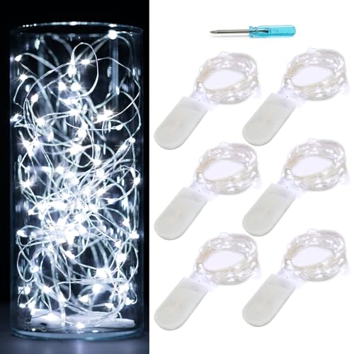 6 Pack Fairy Lights Battery Operated,10ft Silver Wire 30 LEDs Cool White - color: Cool White, size: 10ft