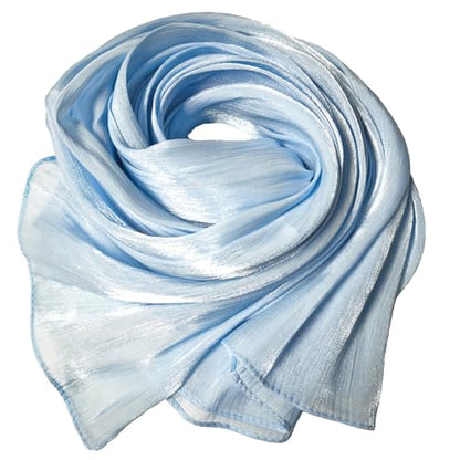 Women Premium Hijab Head Scarf Lightweight Shimmer Scarves Crepe Wedding Shawls and Wraps for Evening Dresses Shiny - color: Blue 21#