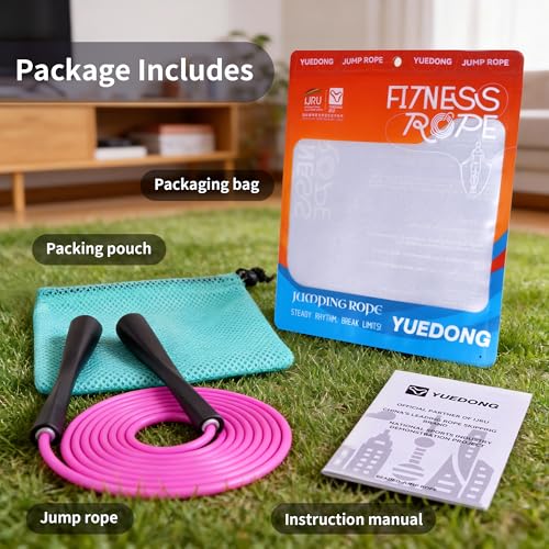 YUEDONG Cardio Jump Rope for Women & Men, 5mm PVC Fitness Rope for Weight Loss & Home Workouts - color: BLACK