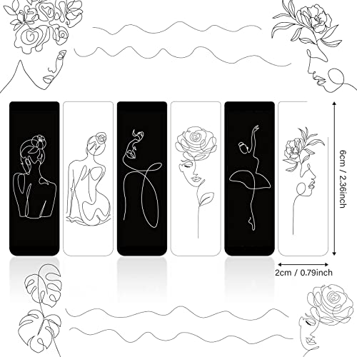 Outus 24 Pcs Minimalist Line Art Magnetic Bookmarks Female Face, Line