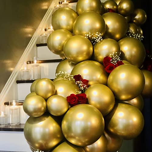 Voircoloria 105pcs Metallic Gold Party Latex Balloons, 12inch - color: 05 Metallic Gold, size: 12 inch - 105pcs