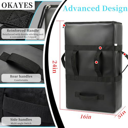 Kick Shield Pad: Muay Thai Punch Kickboxing Heavy Curved Striking Foot Target Training with 5 Padded Handles Martial Arts Karate TKD Taekwondo