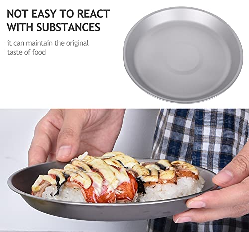 Boundless Voyage Ultralight Titanium Bowl Pan Plate Dish with Carry Bag Outdoor Camping Portable Tableware Cookware (Ti1111T (Shallow Plate)) - color: Ti1111T (Shallow Plate)