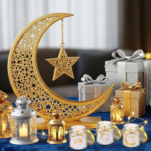 MTLEE 24 Pcs Eid Mubarak Scented Soy Candles 1.8 oz Glass Ramadan Scented Candle Gifts for Women Muslim Islamic Gifts for Family Eid Party Favors Table Decorations