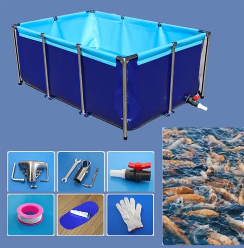 Foldable PVC Fish Pond - 0.7mm Canvas Temporary Holding Tank for Koi, Turtles & Swimming - Indoor/Outdoor Water Storage, 2x1x0.6m, Durable & Portable Aquatic Solution - size: 2*1*0.6m