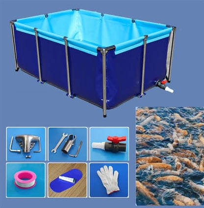 Foldable PVC Fish Pond - 0.7mm Canvas Temporary Holding Tank for Koi, Turtles & Swimming - Indoor/Outdoor Water Storage, 2x1x0.6m, Durable & Portable Aquatic Solution - size: 2*1*0.6m