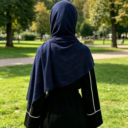 Women Hijab Chiffon Head Scarf Lightweight Shimmer Scarves Crepe Wedding Shawls and Wraps for Evening Dresses Shiny - color: Navy