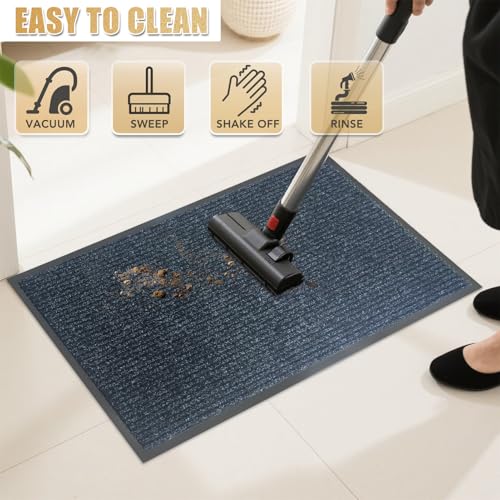 Front Door Mat, 4'x6'Indoor Outdoor Welcome Commercial Floor Mats | Heavy Duty Durable Inside Outside Entrance, Waterproof All-Season, All-Weather Non Slip Backing Doormat for Entryway, Black - size: 48"x72"