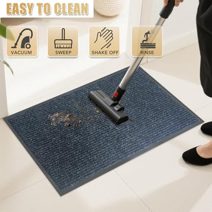 Front Door Mat, 2.7'x4'Indoor Outdoor Welcome Commercial Floor Mat | Heavy Duty Durable Inside Outside Entrance, Waterproof All-Season, All-Weather Non Slip Backing Doormat for Entryway, Black - size: 32"x48"