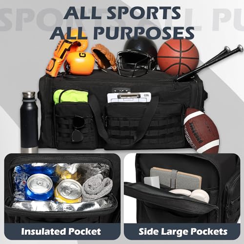 135L Large Duffle Bag, Heavy Duty Duffle Bag for Travel, Extra Large Sports Gym Equipment Bag for Soccer Baseball Basketball Hockey Football, Black - color: Black