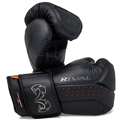 RIVAL Boxing RB10 Intelli-Shock Bag Gloves, Hook and Loop Closure - Ergonomic Fit, 1.25” of Closed Cell Foam for Intense Bag Use - color: Black, size: Small