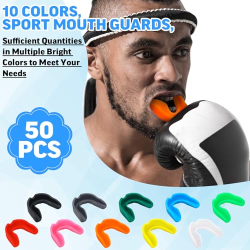 Frienda 50 Pcs Football Mouth Guards Bulk Youth Football Mouthpiece Sports Athletic Mouthguard Teeth Guard for Hockey Karate Basketball Boxing Lacrosse Rugby - color: Fresh Colors