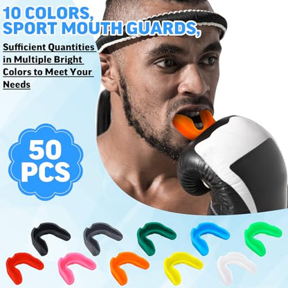 Frienda 50 Pcs Football Mouth Guards Bulk Youth Football Mouthpiece Sports Athletic Mouthguard Teeth Guard for Hockey Karate Basketball Boxing Lacrosse Rugby - color: Fresh Colors