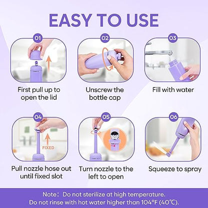 Easy@Home Portable Bidet for Travel - Peri Bottle for Postpartum & Perineal Care Purple + Green