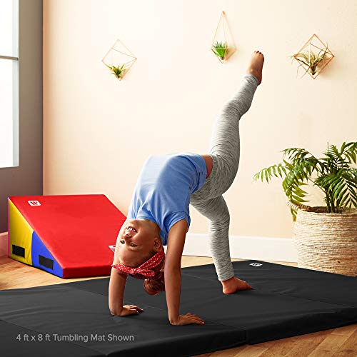 We Sell Mats Gymnastics Mat, Folding Tumbling Mat, Portable with Hook & Loop Fasteners - color: Black, size: 4 ft x 8 ft x 2 in