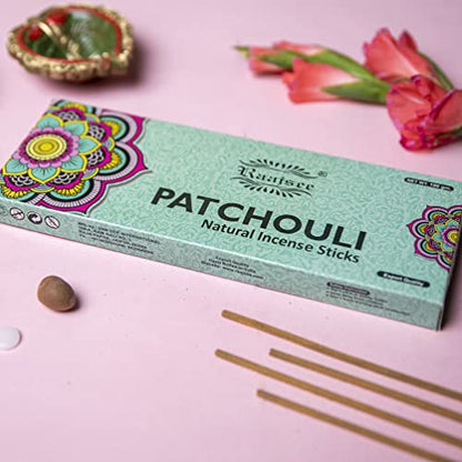Raajsee Patchouli Incense Sticks 100 gm Pack-100% Pure Organic Natural Hand Rolled Free from Chemicals-Perfect for Church,Aromatherapy,Relaxation,Meditation,Positivity & Sensual Therapy - color: Patchouli