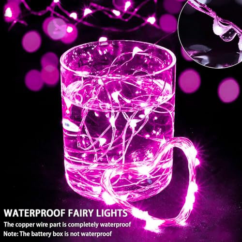 12 Pack Pink Fairy Lights 7Ft 20 LED Twinkle String Lights 3 Modes Battery Operated Waterproof Firefly Starry for Mason Jar Party Wedding Christmas Valentines Day Table Centerpieces - color: Pink, size: 12