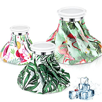 Nuanchu 3 Pieces Ice Bags for Injuries Reusable Ice Pack Hot Cold Water Bag 6, 9, 10 Inches Hot Cold Therapy and Pain Relief Pain Screw Top for Sports Knee Head Leg(Hawaiian Style) - style: Hawaiian Style