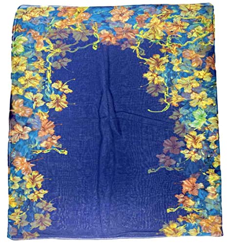 Xyueanlo Scarfs for Women Lightweight Scarves Fashion Print Floral Pattern Scarf Shawls - color: Q-navy Blue