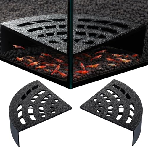 Shrimp Cave 2-Pack – Space-Saving Fan-Shaped Aquarium Cave Decor with 180° Wide-View Design, Compact Fish Tank Accessories for Cherry/Dwarf Shrimp (Black) - color: Black