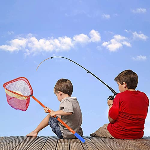 Kids Fishing Net - Telescoping Bait, Minnow, and Butterfly Net With 11.4" Depth, Handle Extends to 30" for Easy Catch and Release - color: Orange-2pack
