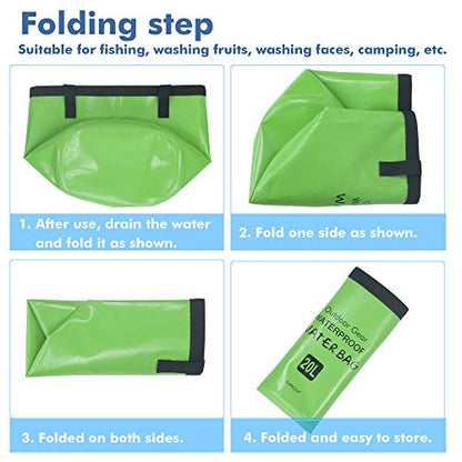 Collapsible Bucket 5 Gallon, Multifunctional Portable Folding Bucket Water Container Wash Basin for Camping Fishing Hiking Traveling Backpacking Outdoor Survival Gardening Car Washing - color: Green