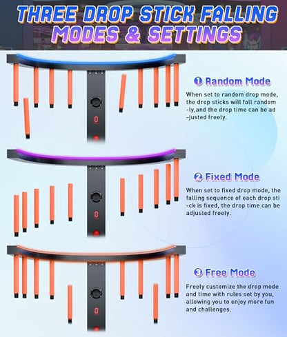 Hand Eye Coordination Training Machine, LED Catch Stick Game with MP3 Music, 10 Speed Adjustable Reaction Training Toy, Indoor Outdoor Arcade Game for Family Party Business Entertainment