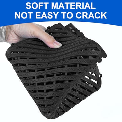 MYFAMIREA Modular Interlocking Cushion 12 Pack 11.8" x 11.8" Rubber Floor Tiles Non-Slip Splicing Drainage Mats for Deck, Pool, Shower, Patio, Balcony, Bathroom, Kitchen, Yard (Diagonal, Black) - size: 12 PCS-Diagonal