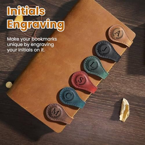 Personalized Magnetic Leather Bookmarks with Initial, 26 Letters Custom Handmade Magnet Book Marks Clips, Gifts for Reading Women, Men, Book Lovers, Kids, Readers Accessories - style: Blue-A