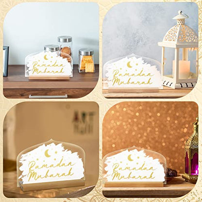 Frienda Eid Decorations for Home Islamic Ramadan Table Centerpieces Acrylic Eid Al Adha Table Sign Star Mubarak Moon Decor for Muslim Party Supply Gift - size: 7.1 x 4.3 Inch, style: Stylish