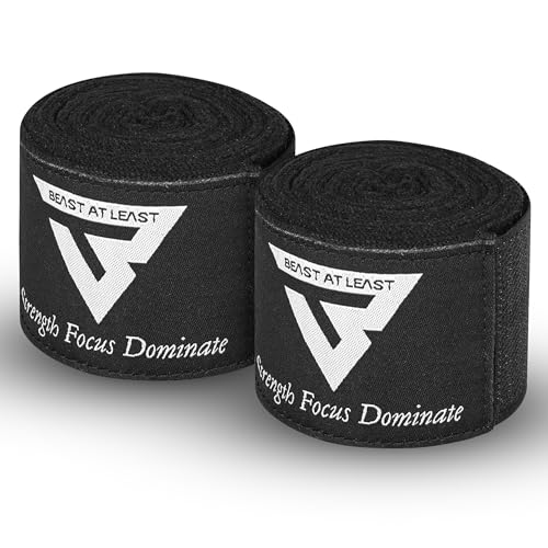 Boxing Hand Wraps, 180 Inches Inner Gloves with Thumb Loop | Elasticated Knuckle Protection for Martial Arts | Soft Under Mitts for Muay Thai, Kickboxing, MMA, Punching Bag Men Women - color: Black