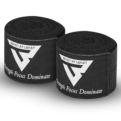 Boxing Hand Wraps, 180 Inches Inner Gloves with Thumb Loop | Elasticated Knuckle Protection for Martial Arts | Soft Under Mitts for Muay Thai, Kickboxing, MMA, Punching Bag Men Women - color: Black