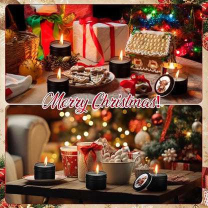 Nuanchu 24 Pack Christmas Scented Candles Gift Set Highland Cattle Candle for Her Him 2oz Natural Soy Wax Jar Long Lasting Aromatherapy Bulk Favors Set for Christmas Party Home Decor - style: Highland Cattle