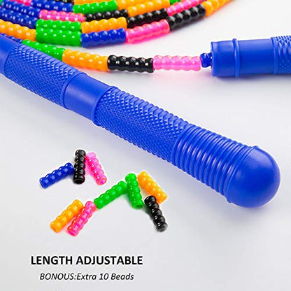 Long Double Dutch Jump Rope 16 Ft 2 Pack, Jump Rope for Kids Adults, Beaded Segmented Skipping Rope - color: Blue