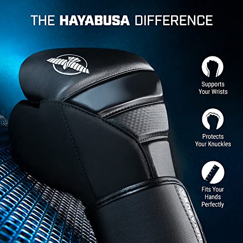 Hayabusa T3 Boxing Gloves 14oz, Perfect Stretch 4.0 Boxing Hand Wraps 180 Inches - All Items are Black