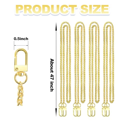 ELANE 4 Pack Purse Chain Strap，47 inch Purse Straps Replacement Crossbody Purse Chains for Handbags DIY - color: O-gold-4 Pack