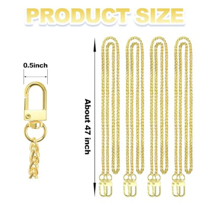 ELANE 4 Pack Purse Chain Strap，47 inch Purse Straps Replacement Crossbody Purse Chains for Handbags DIY - color: O-gold-4 Pack