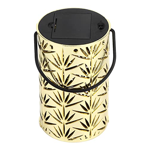 Generic LED Hanging Lantern, Romantic Ambient Light with Leaf Pattern Projection, for Ramadan Party Home Garden Decoration (Gold) - color: Gold