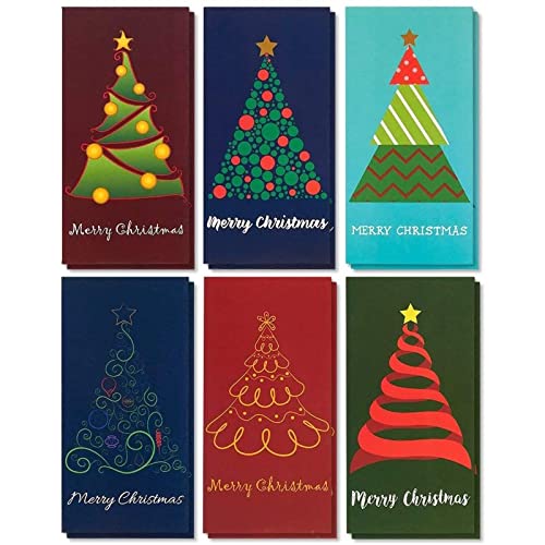 BEST PAPER GREETINGS Money Cards for Cash Gift - Secure Trifold Cash Gift Envelopes - Six Tree Designs & Card Holders - Cardstock & Money Envelopes - 3.6 x 7.25 in, Pack of 36 - style: Xmas Tree