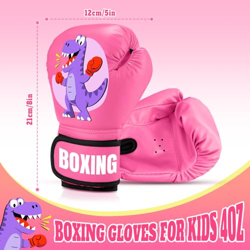 Kids Boxing Gloves for Boys & Girls, Youth Boxing Training Gloves for Kids Age 3 to 9 Years, 4OZ Training Sparring Gloves for Punching Bag Kickboxing Muay Thai MMA - color: Pink