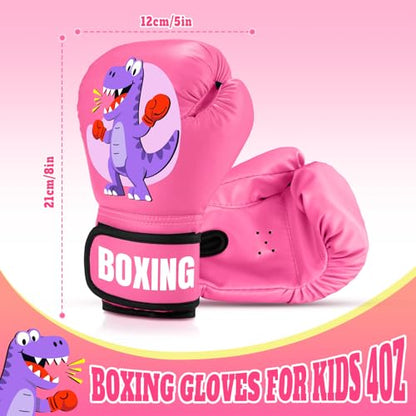 Kids Boxing Gloves for Boys & Girls, Youth Boxing Training Gloves for Kids Age 3 to 9 Years, 4OZ Training Sparring Gloves for Punching Bag Kickboxing Muay Thai MMA - color: Pink