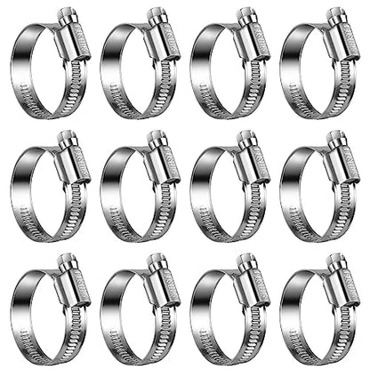 Non-Slip Stainless Steel Worm Gear Hose Clamps 1 to 1-5/8"(25-40mm) | SAE Size 16, 5/16"Hex Head, Soft Hose Protection, Adjustable for Automotive, Fuel Line, Garden, Heater, Radiator, 12Pack - size: SAE#16(1 To 1-5/8)