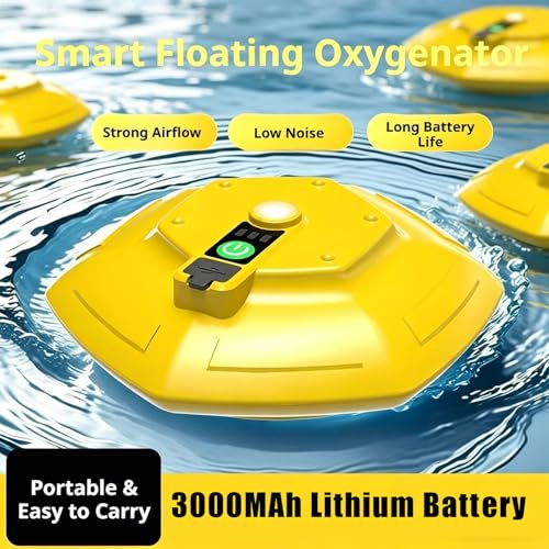 Floating and Rechargeable Bait Bucket Aerator, IPX7 Waterproof with Magnetic Charging,Magnetic Type-C Charging, Ultra-Quiet 3000mAh Battery,Suitable for Live Bait Buckets & Fish Tanks (5–30 Gallons)