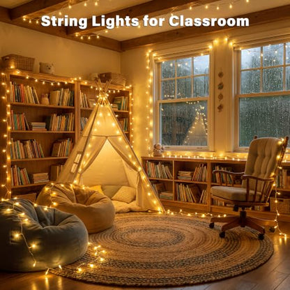 Ollny Fairy Lights Battery Operated 33FT 100LED Warm White, Clear Wire - color: Warm White-(Clear Wire), size: 100 LED