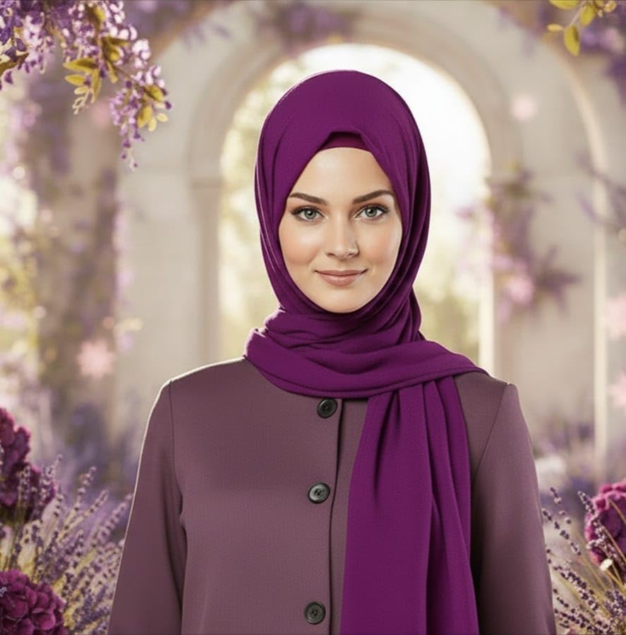 Cotton Modal Jersey Hijab with Matching Undercap, Women's Casual Style, 180cm × 70cm - color: Purple