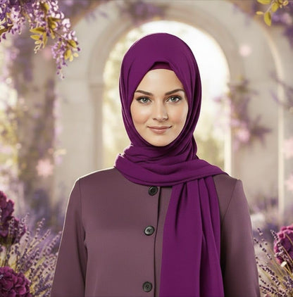 Cotton Modal Jersey Hijab with Matching Undercap, Women's Casual Style, 180cm × 70cm - color: Purple