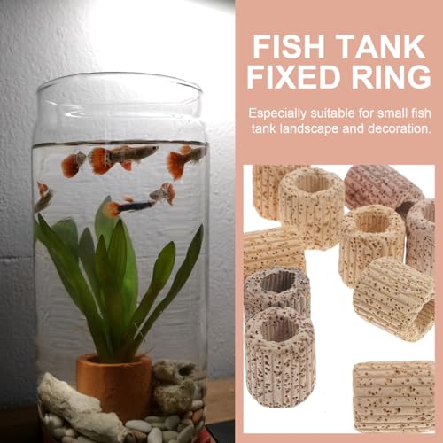 VANZACK 20Pcs Ceramic Water Plant Fixed Rings - Aquarium Anchor for Fish Tank Decor, Aquatic Plant Holder, Easy Installation