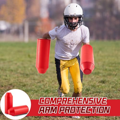 Tellegloww 2 Packs Football Arm Shield Blocking Pad Bullet Shaped Football Forearm Blocking and Sparring Training Pads for Sports Trainer and Coach - color: Red